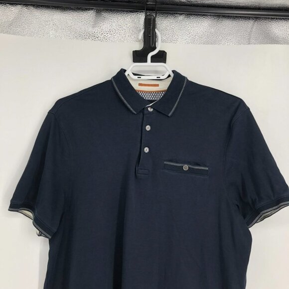 Ted Baker Men's Navy Tortilla Slim Fit Tipped Pocket Polo size ~M - Picture 6 of 15